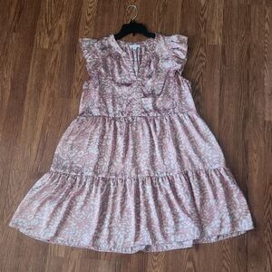Mittoshop Pink and White Ruffle Mini Dress